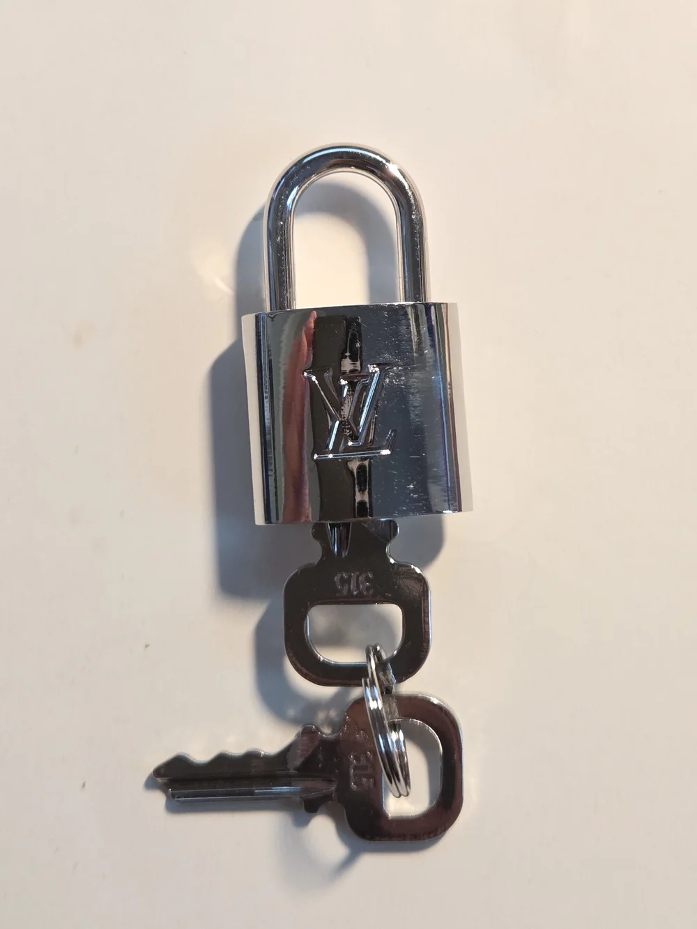 Authentic Louis Vuitton Polished Silver Lock & 2 Keys Set #315